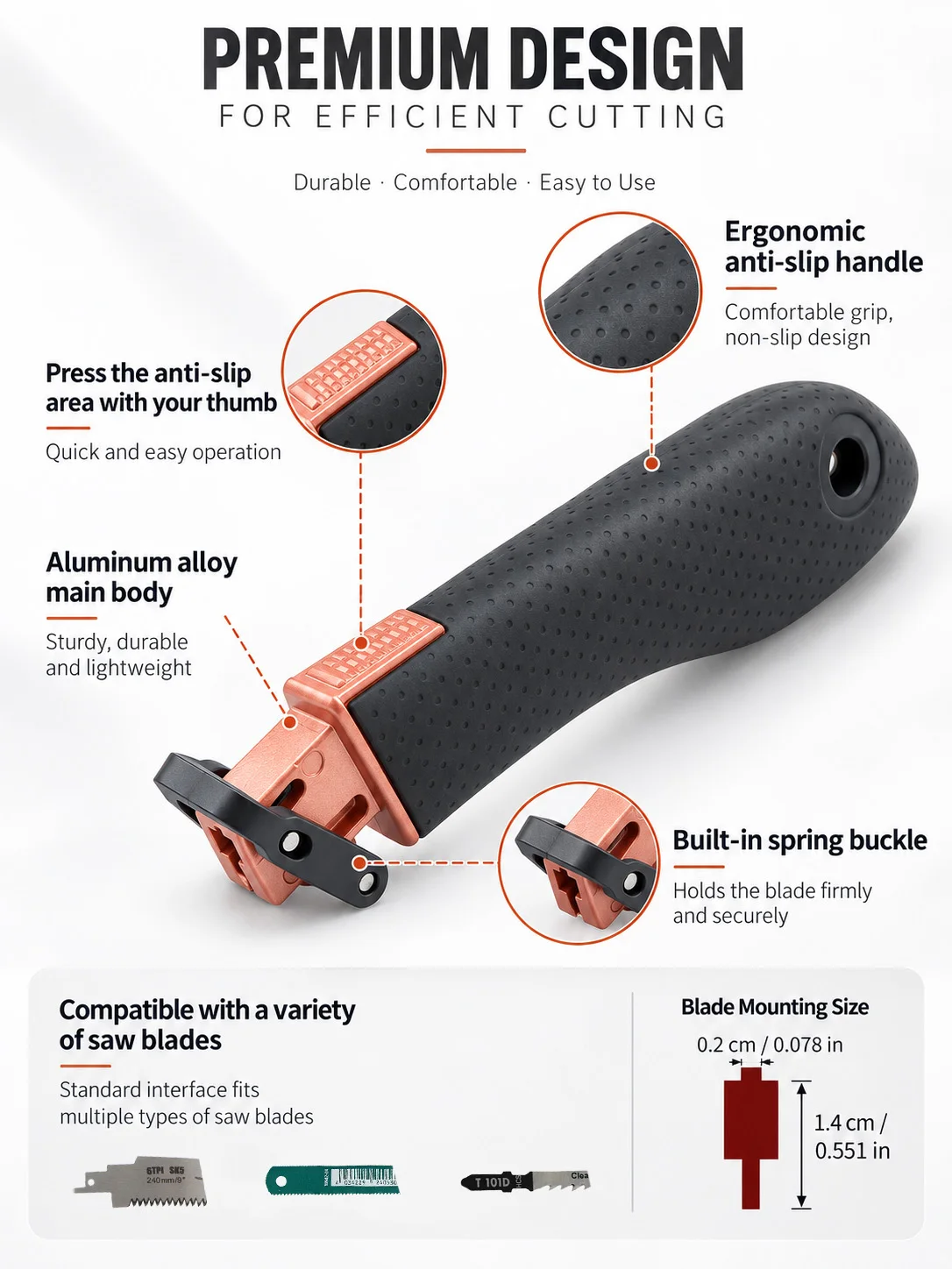 Reciprocating Saw Manual Handle Portable Manual Sabre Saw Handle Anti-Slip Comfort-Grip For Jigsaw Blades Universal Interface