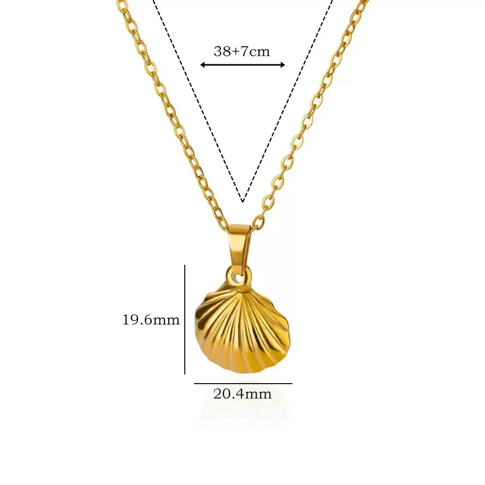 2PCS Retro Sea Star Shell J Gold Necklace Women's Pendant Shell Necklace Aesthetics Summer Jewelry Gift image 6