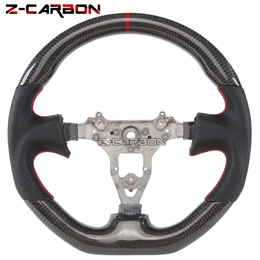 

Руль из углеродного волокна для Nissan GTR R34 1999 2000 2001 2002 2003, перфорированный кожаный руль с красной строчкой