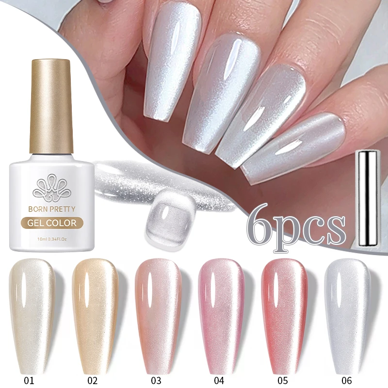

BORN PRETTY 10ml 6Pcs Moonlight Cat Magnetic Gel Nail Polish with Magnetic Stick Soak Off Nail Art Gel Varnish Manicure Nails