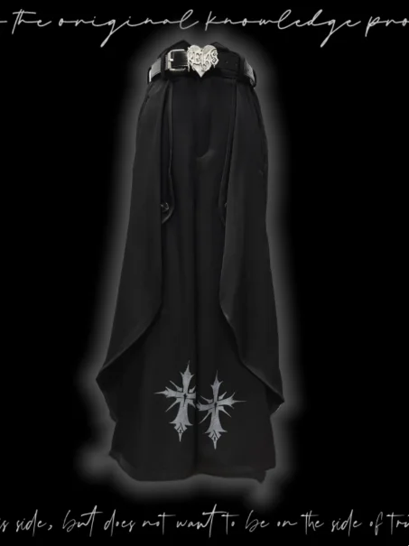 New Original Japanese Harajuku Cool Girl Fashion Gothic Irregular Pants Female Temperament Black Kawaii Pants Skirt