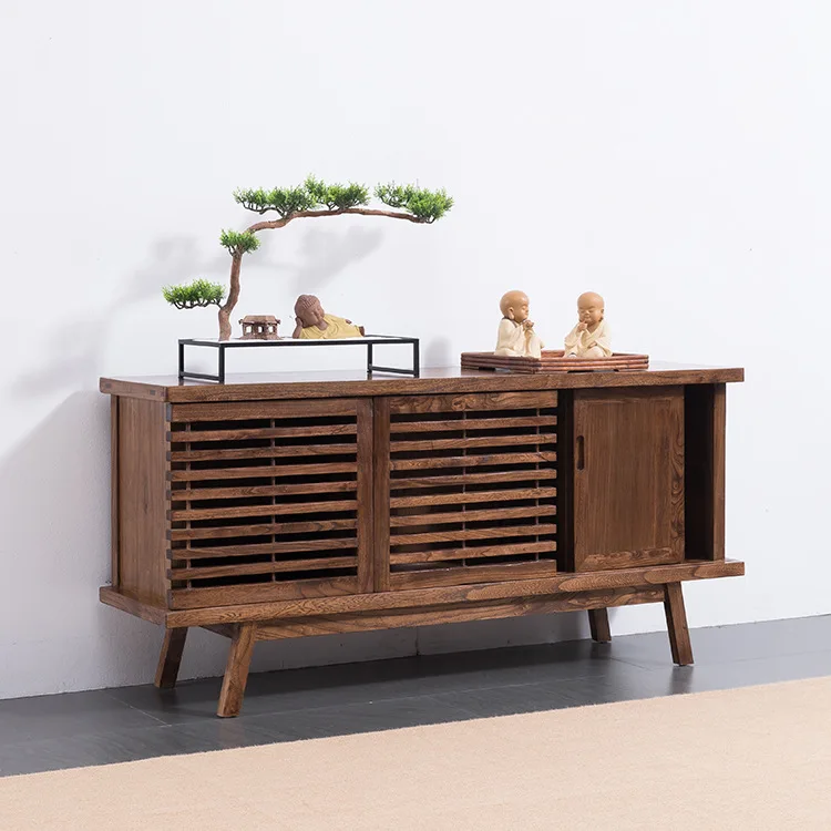 

Old elm board wood side cabinet paint-free furniture classical new Chinese solid wood locker TV cabinet multi-function