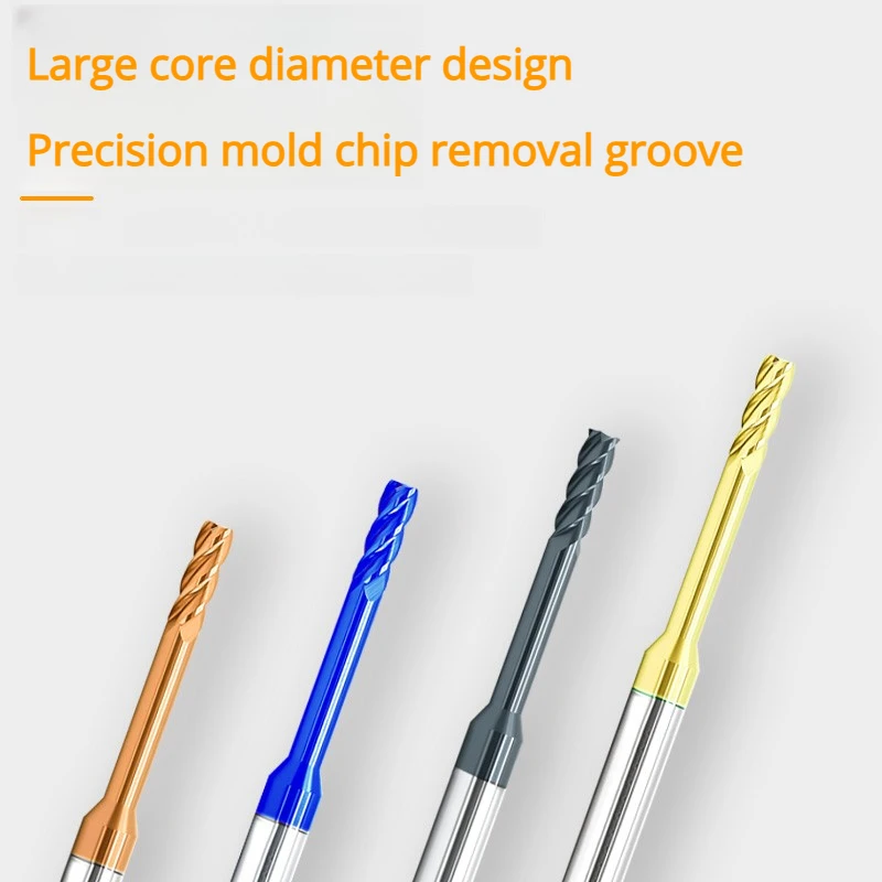 HRC55 HRC62 HRC65 HRC70 Fresa a gola profonda in metallo duro 2 3 Fresa a collo lungo a 4 flauto 1mm 1.2 1.5 2 2.5 3.0mm Frese CNC