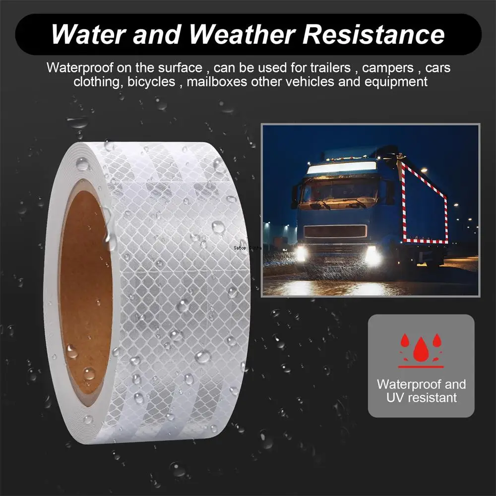 5CMx10M White PET Reflective Material Self-Adhesive Tapes Car Stickers Waterproof Diamond Grade Reflectors Film For Truck Trails