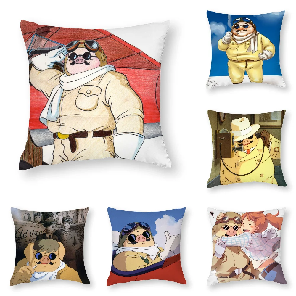 R-Red Pig Anime Pillow Case 3D Print Polyester Fiber 40*40 cm Home Sofa Throw Pillow Cover Decoration Festival Gift