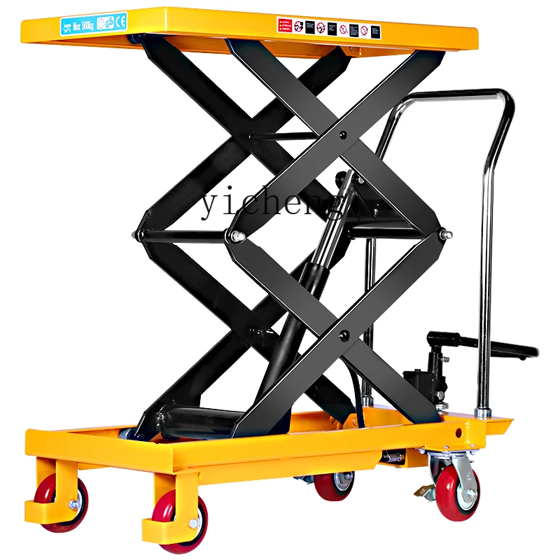 ZZ Mobile Manual Hydraulic Platform Cart Small Raiser Working Flatbed Cart Freight