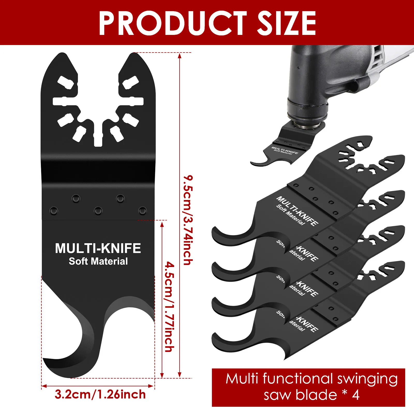 4/5Pcs Double Hook Oscillating Saw Blade High Carbon Steel Quick Cutting Multi Tool for Carpet Cardboard Oscillating Hook Blade