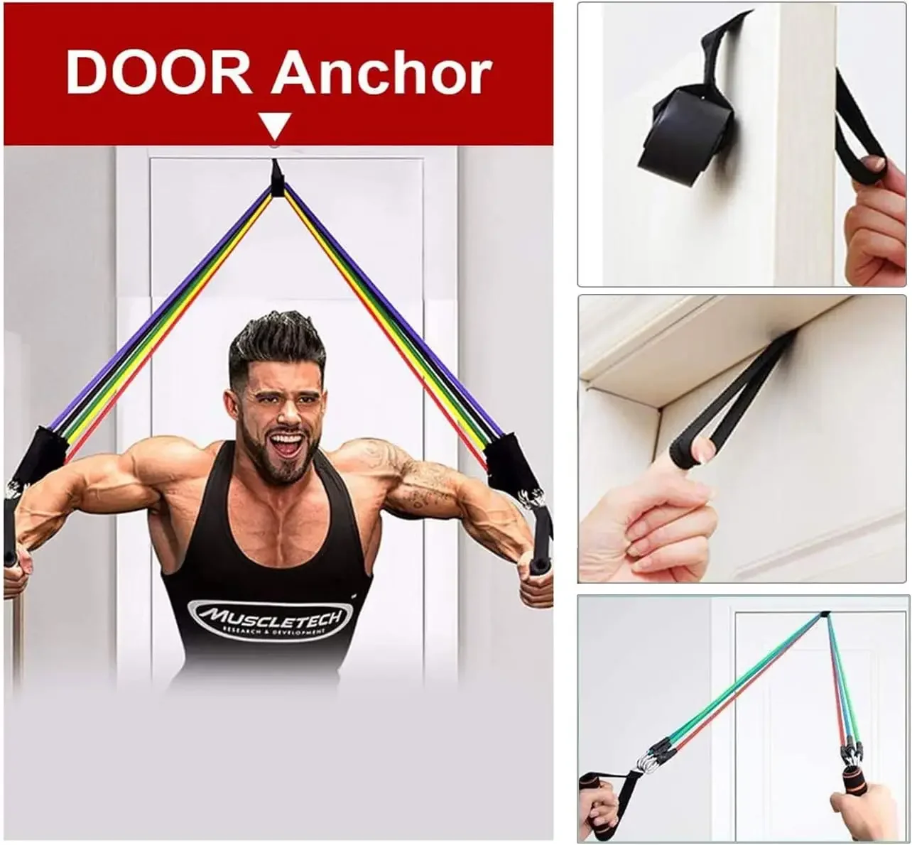 Door Resistance Ring Elastic Resistance Door Anchor Strap Sports Fitness Strength Exercise Elastic Exercise Pull Rope Accessorie