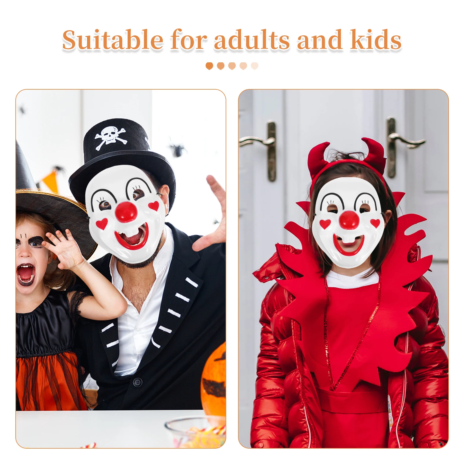 

Funny Clown For Carnival Party Halloween Masquerade Costume Lightweight Comfortable Adult Kids Unisex Creepy Cosplay Prop Scary