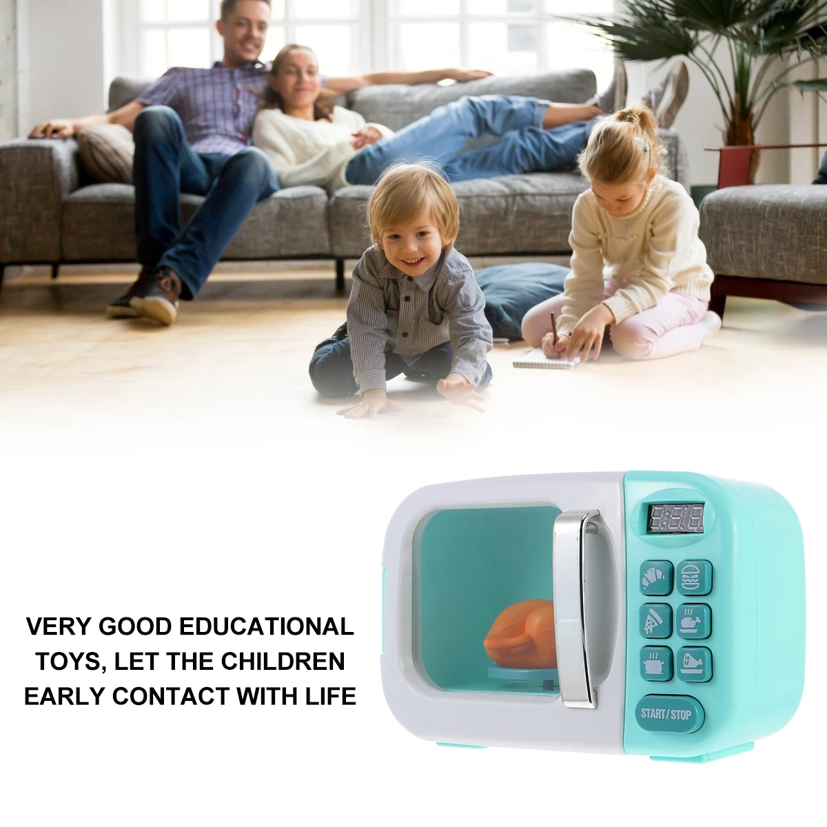 Juego de simulación de cocina para niños, horno microondas de plástico con forma, juguete educativo creativo, electrodoméstico simulado