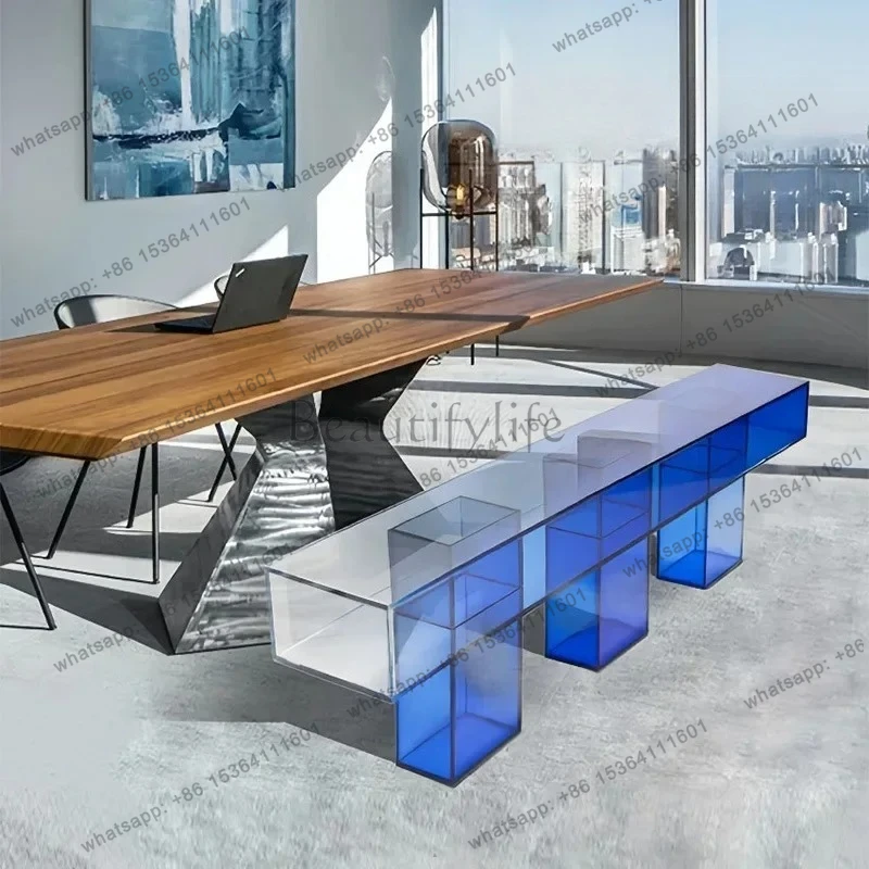 

D25 transparent acrylic gradual change blue art color TV cabinet personalized tea table bench