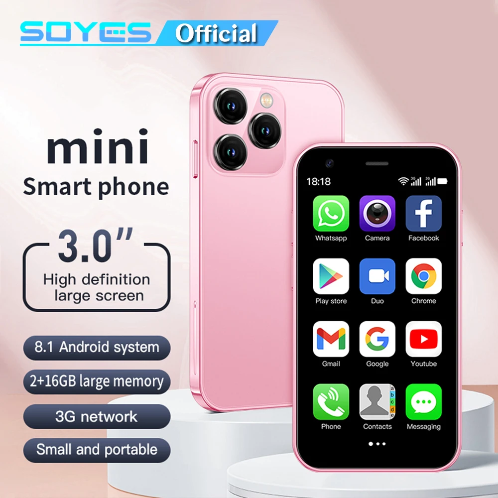 SOYES XS15 Mini Android8.1 Smart Phone 3.0 Inch Display 2GB RAM 16GB ROM Dual SIM Standby Play Store 3G Little Phone