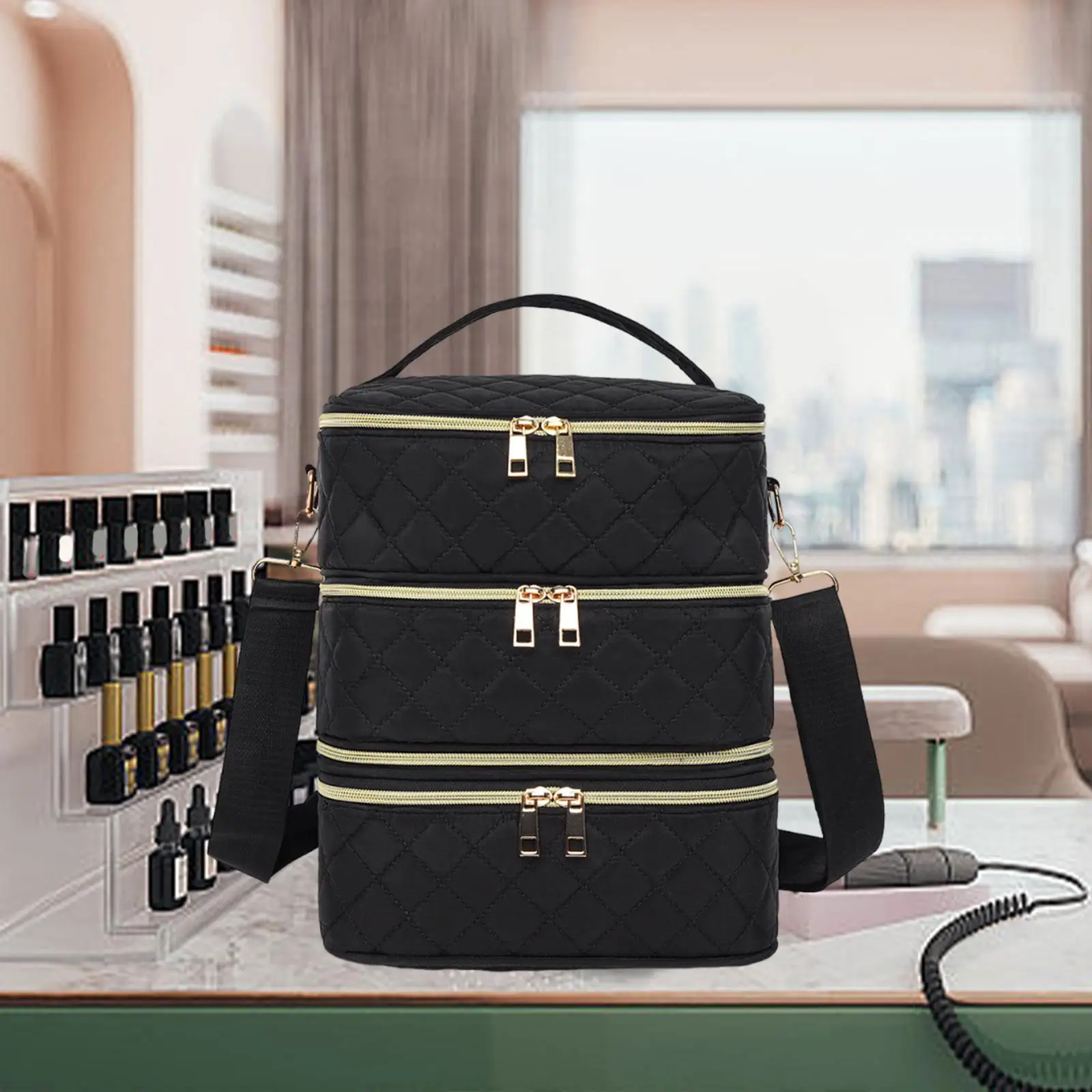 nail-polish-organizer-bag-3-layer-supplies-multipurpose-with-shoulder-strap-oxford-cloth-travel-accessory-with-handle-makeup-bag