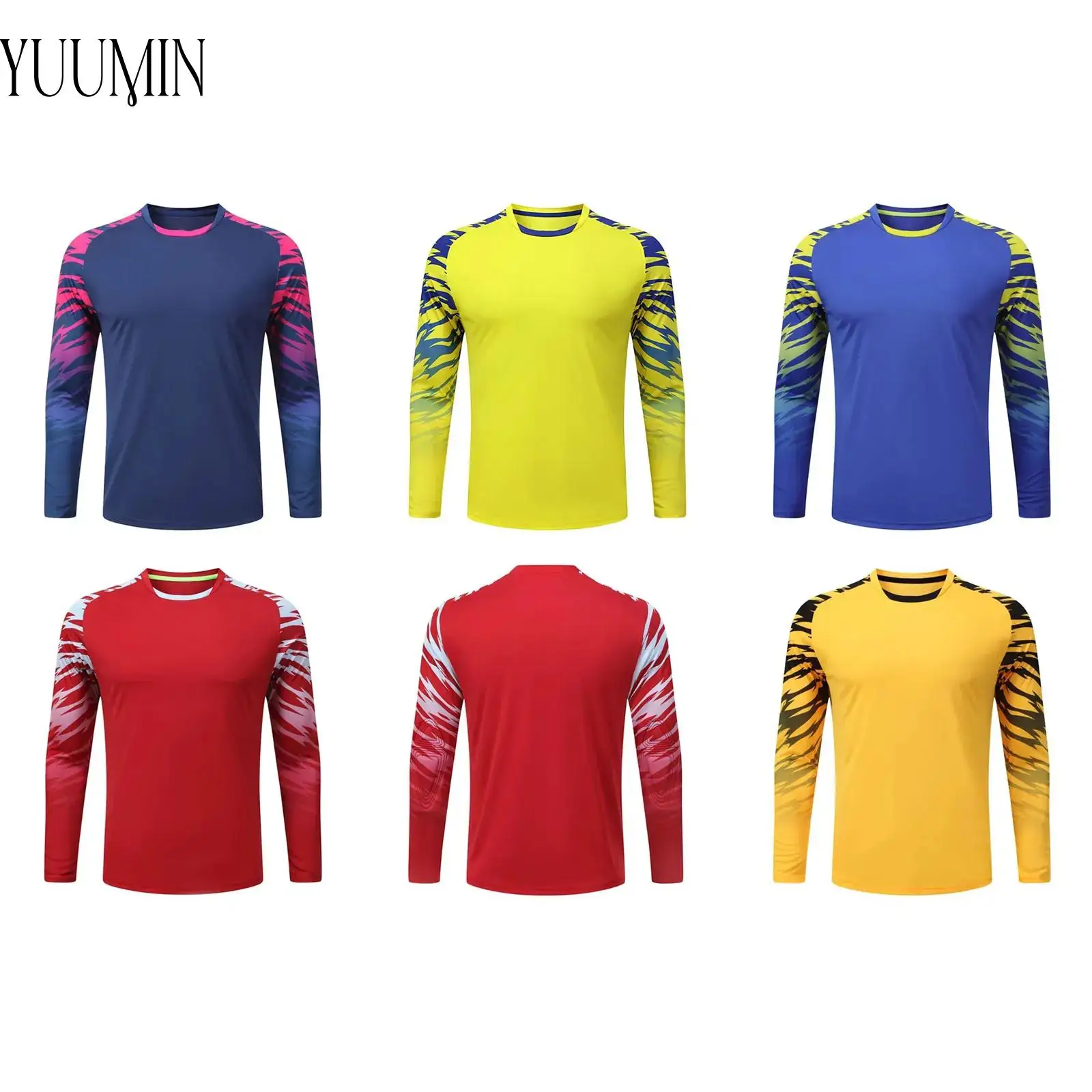 

Kids Boys Football Goalkeeper Uniform Protection Padded Elbows Goalie Tops Long Sleeves Quick-Drying T-shirt for Running Cycling