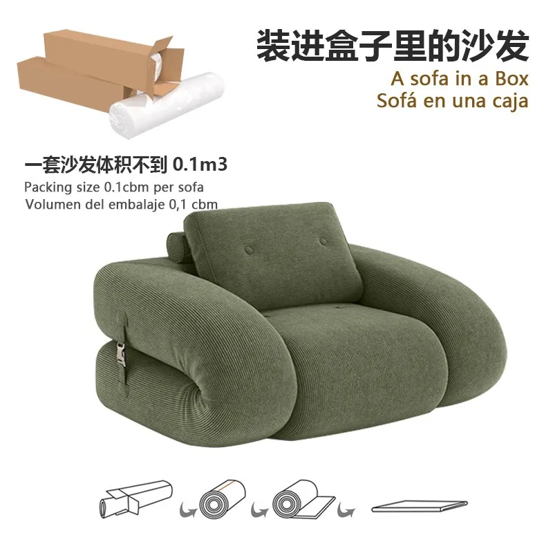 Retro compression sofa bed Small apartment Living room Apartment Double fabric stackable dual-purpose removable