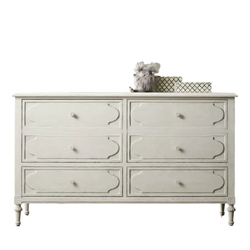 American solid wood chest furniture bedroom log old six chest cabinet locker multi-drawer