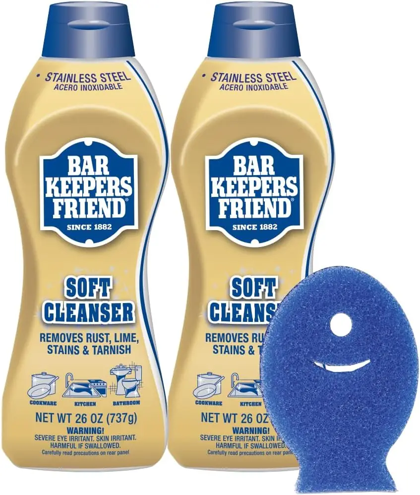 

Soft Cleanser Liquid (2 x 26 oz) with Sponge - Multipurpose Cleaner & Rust Remover for Stainless Steel, Tile, Copper