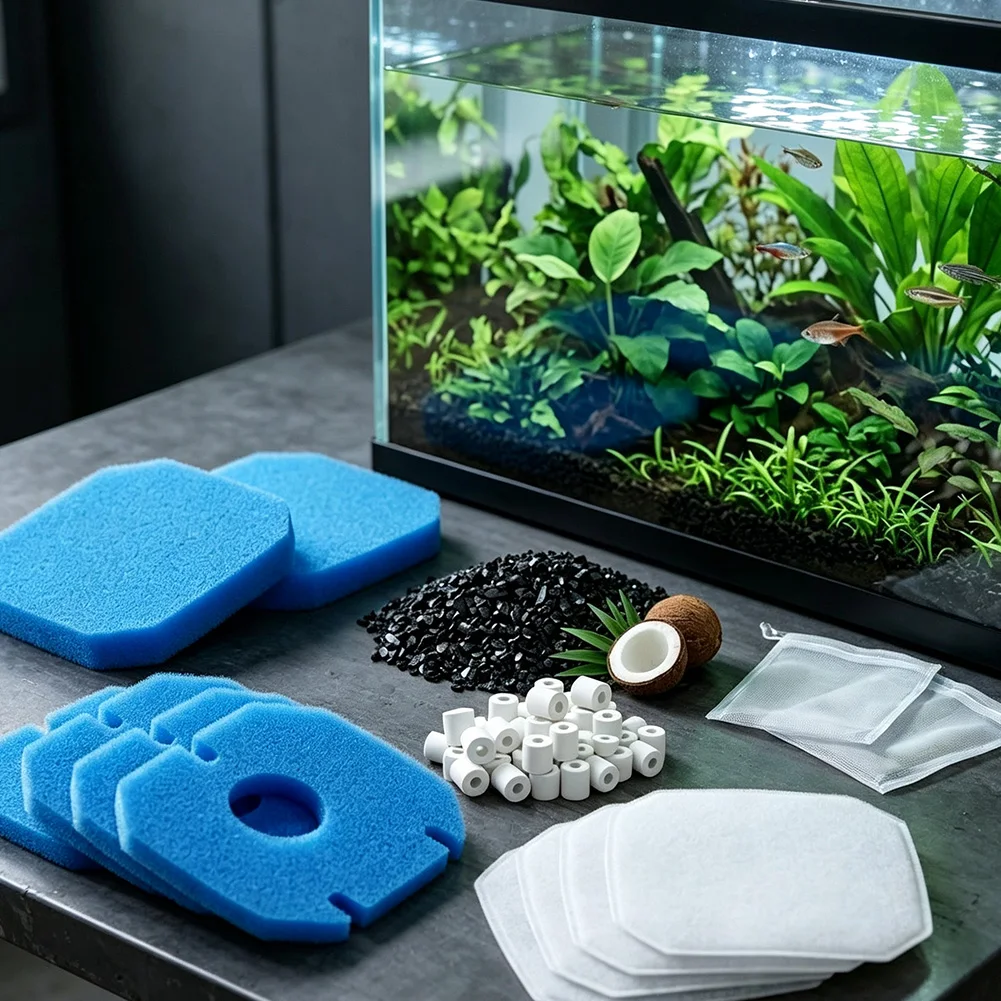 Filter Replacement Kit for JBL For CombiBloc II and e402 e702 e902 with 6 White Sponge Pads 4 Coarse 2 for fine Cotton