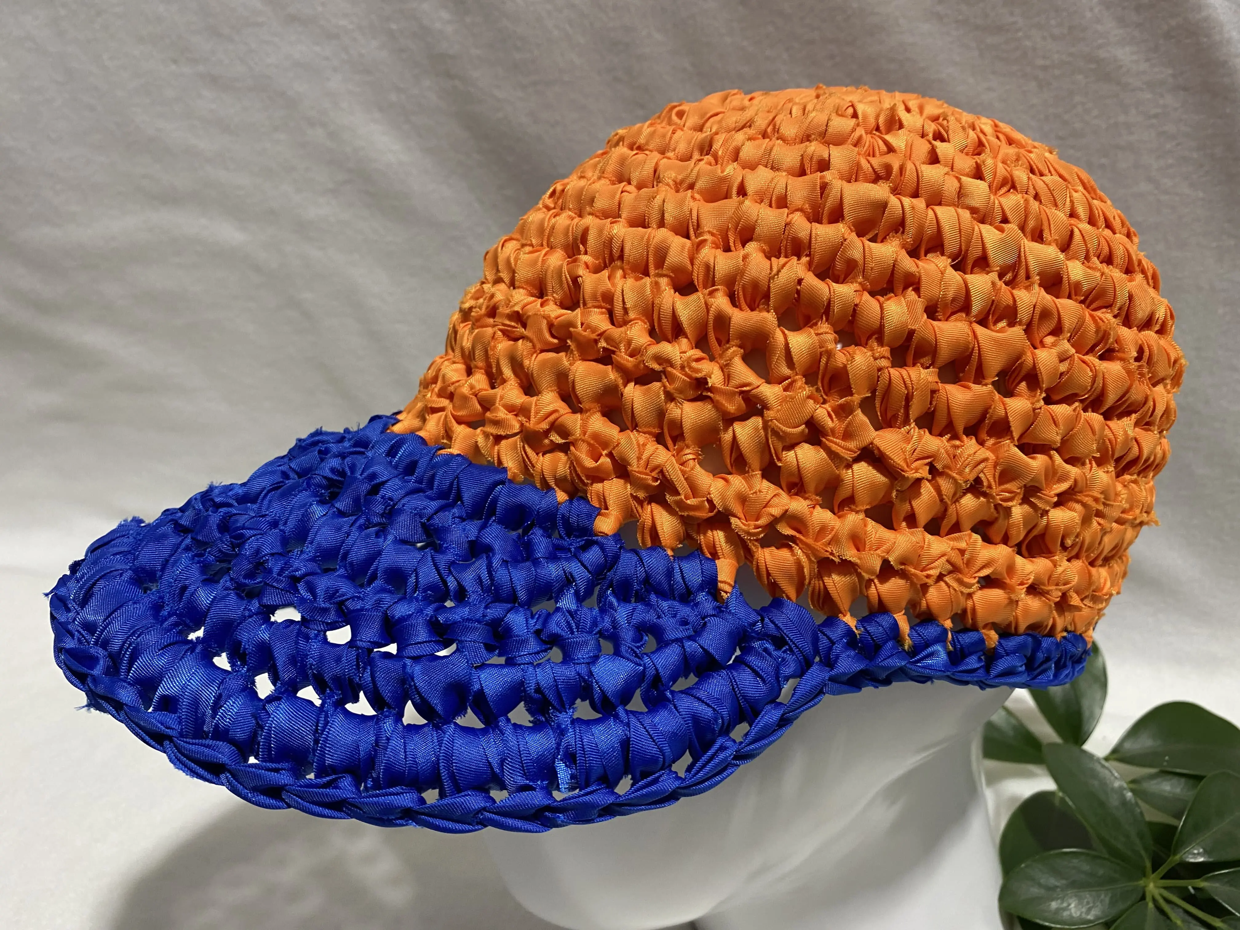 Womens Casual Crochet Baseball Cap Handmade Fabric Strip Yarn Mesh Hat for Casual Weekend Outfits and Relaxed Vacation Wardrobes