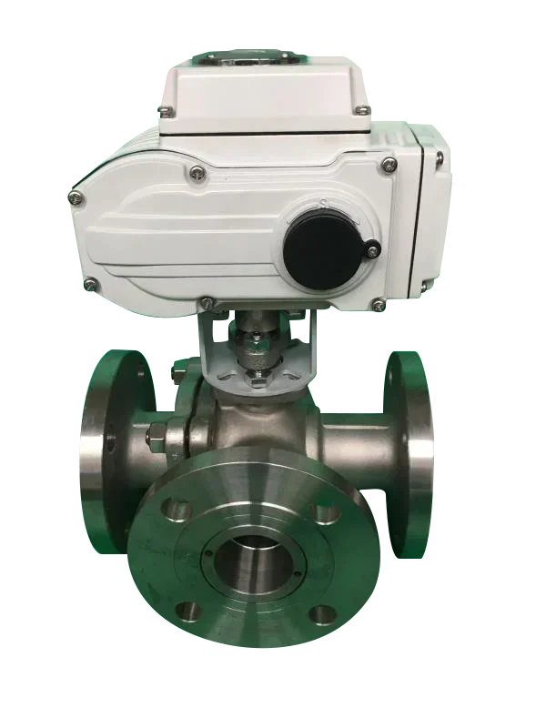 220V 24VDC actuator T L type CF8M Stainless Steel Flange ball valve 3 way motorized control valve