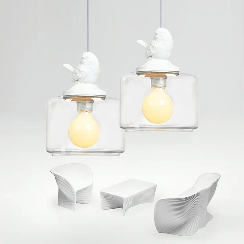 

Nordic Modern Resin Glass Bird Pendant Lamp With LED Bulb For bedroom Restaurant Bar Children room decor indoor lighting