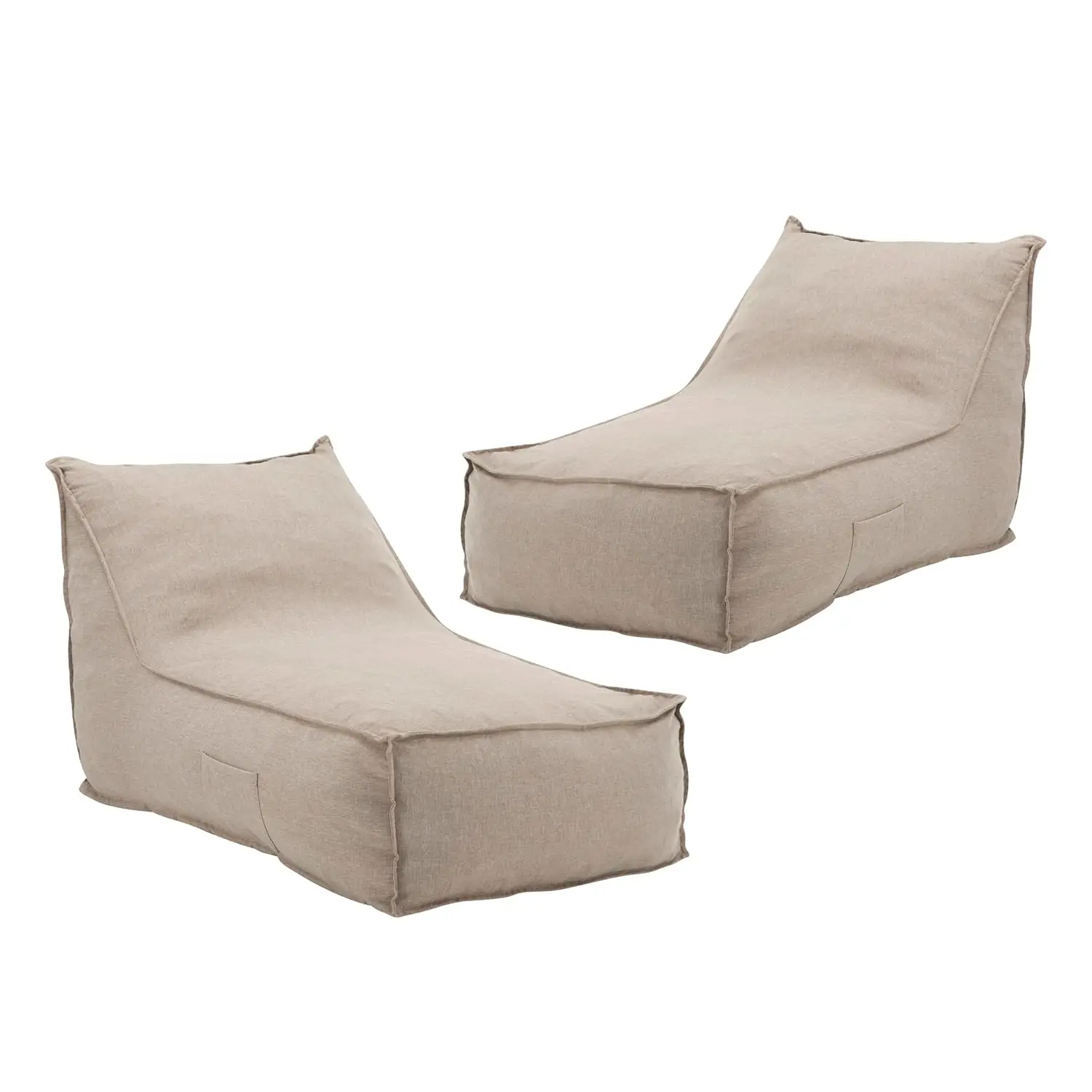 Outdoor Bean Bag Chair Set of 2, Weather-Resistant Waterproof Foam Lounger for Patio Garden Poolside, Beige, Customized