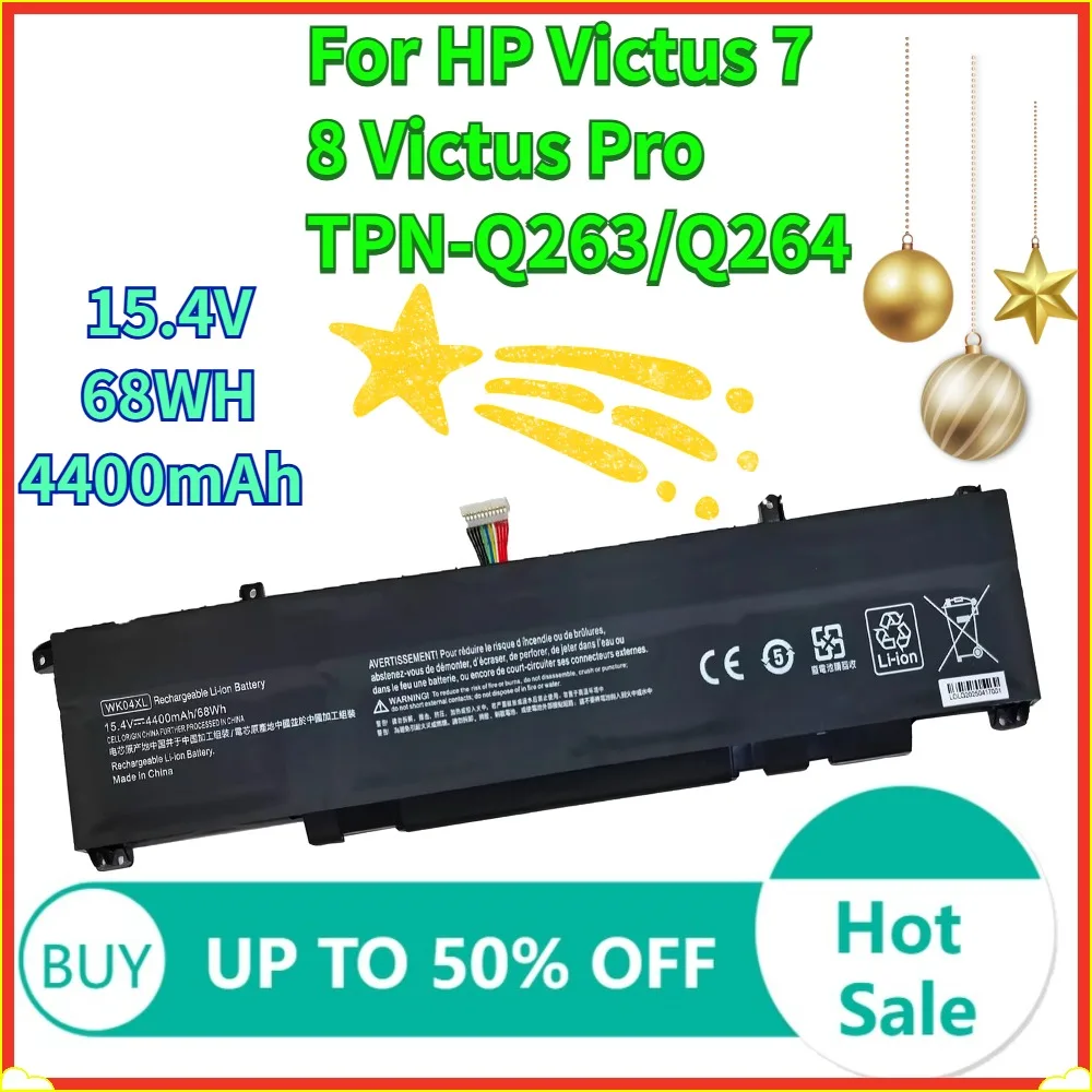 

15.4V 4400mAh 68WH WK04XL Battery For HP Victus 7 8 Victus Pro TPN-Q263 Q264 laptop battery WK04XL
