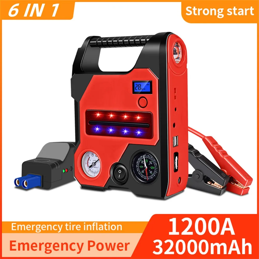 

4 In 1 2000A Jump Starter Power Bank 16000mAh 150PSI Air Compressor Tire Pump Portable Charger Car Booster Starting Device