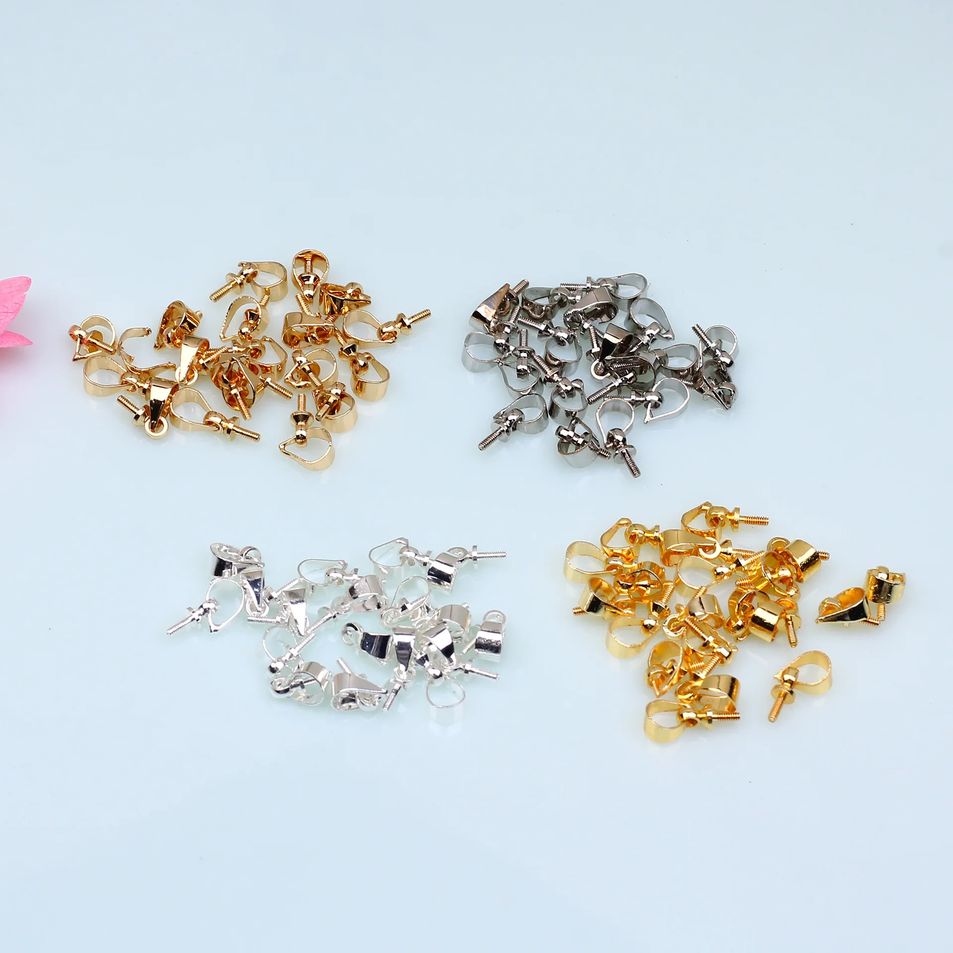 14K Plain Glossy Screw Eye Pins Eyepin Pendant Base Top Half Drilled Bead Blank Jewelry Findings 50 pcs