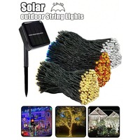 Solar Powered 200/100/30 LED Flower Wreath Fairy Light String with 8 Modes Outdoor Garden Lights Party Decoration Lights