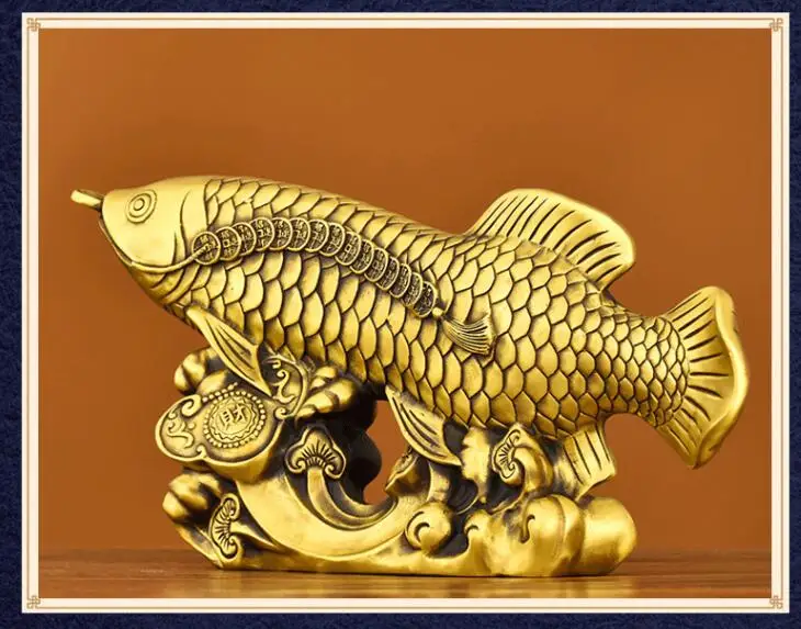 Imagem -05 - Southeast Asia Company Store Grande Estátua Início Eficaz Talismã Dinheiro Riqueza Arowana Golden Fish Feng Shui Cobre Estátua