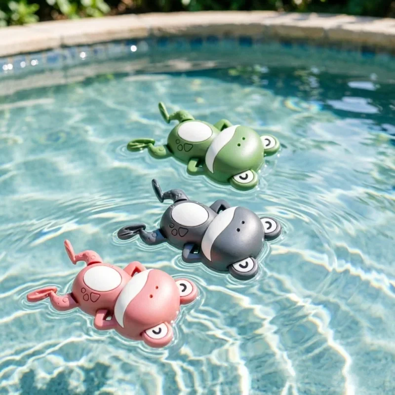 Clockwork Swimming Frog 3Pcs Floating Water Accessory Portable Bath Gear Suitable For Indoor Bathtub Outdoor Pool Water Activity