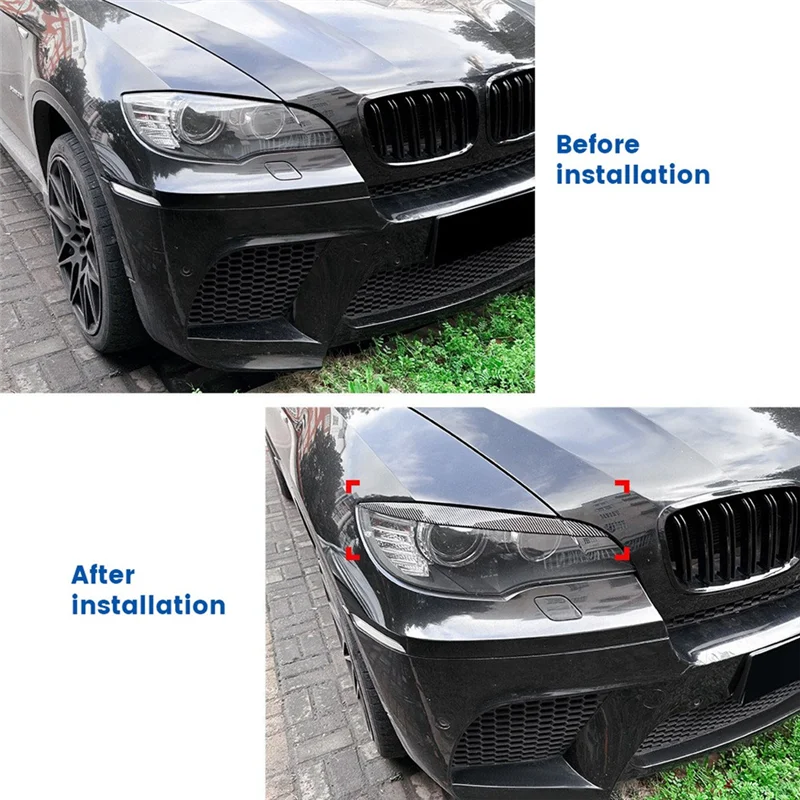 Reliable-Car Headlight Lamp Eyebrows Cover Trim For BMW X6 E71 2008-2014 Car Headlight Eyelids Lids