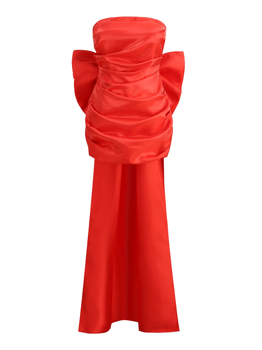 ZNS Prom Party Jurken Luxe Brithday Avondjurk Dames Afneembare Grote Boog Vrouw Kleding Sexy Strapless Elegante Jurken