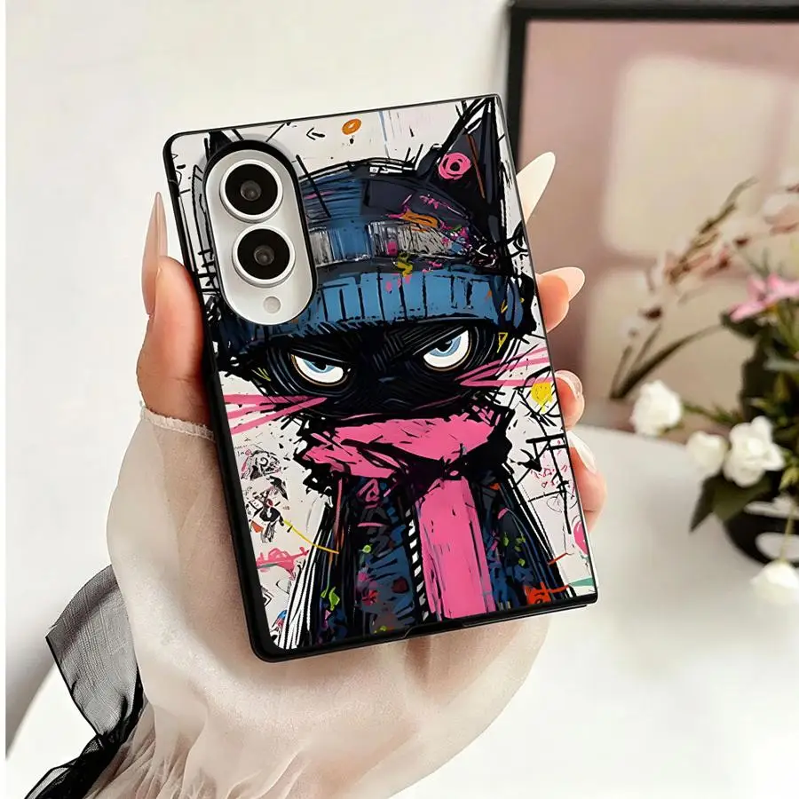 Case for Samsung Galaxy ZFold Wide Z Fold8 Wide ZFold8 Z Fold 8 Luxury Phone Cover Cute Cat And Horse