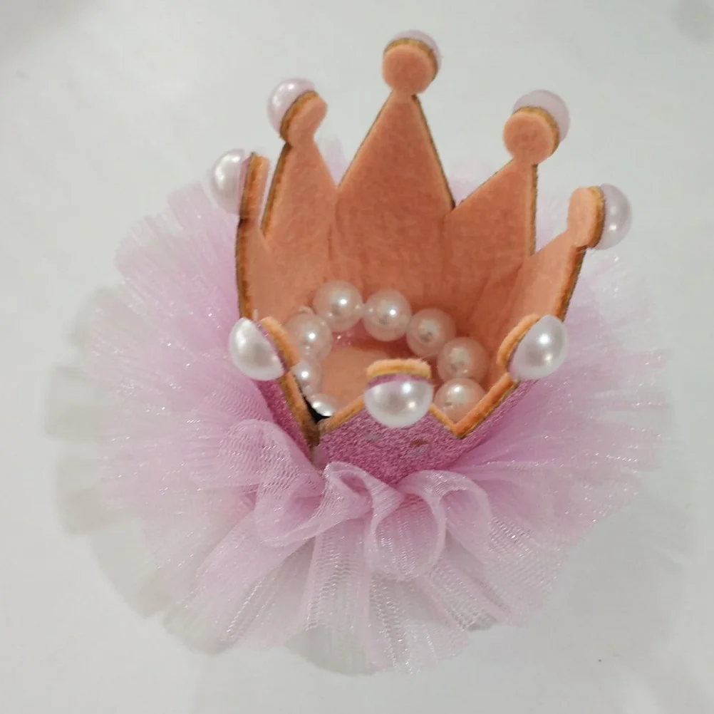 Simple Design Lace Three-Dimensional Crown Hairpin Pink Color Good Grip Easy Clip Wedding Party Daily Life Accessories