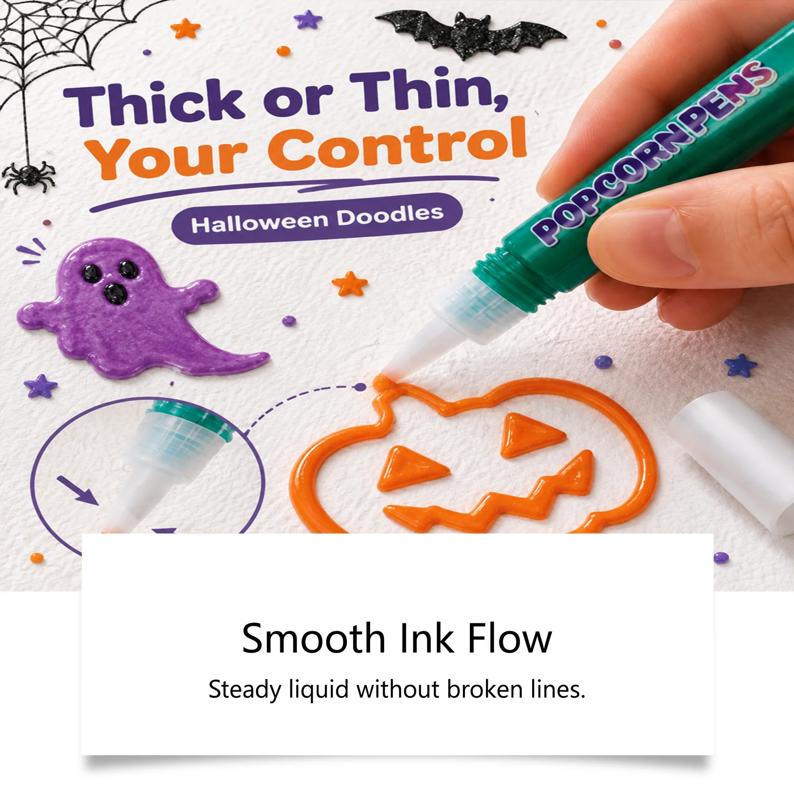 Halloween DIY Raised Pattern Drawing Pen 6Pcs Creative Graffiti Supplies Kids Holiday Surprise Gift Heat Activated Color Markers