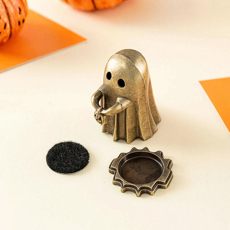 Geister-Räuchergefäß, Räucherstäbchenhalter aus Zinklegierung, Vintage-Bronze-Kürbis für Räucherstäbchen, Goth-Hexen-Schreibtischdeko, Halloween-Geschenk – Detail 6