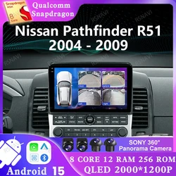 Android 15 Car Radio For Nissan Pathfinder R51 2004 - 2009 5G WIFI GPS Wireless Carplay Auto Viedo Player DSP Qualcomm DVD QLED