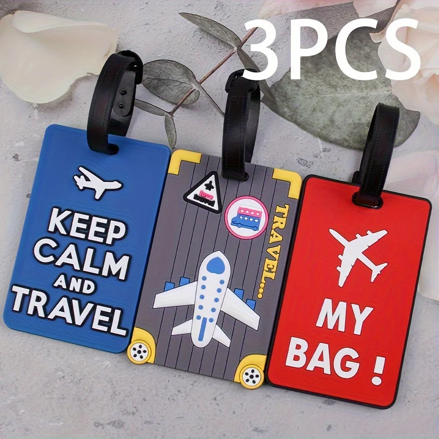 3pcs Soft Luggage Tags Boarding Pass Identification Tags for Trolley Cases, Anti-Lost Tags with Name, Address, ID Card Holder.