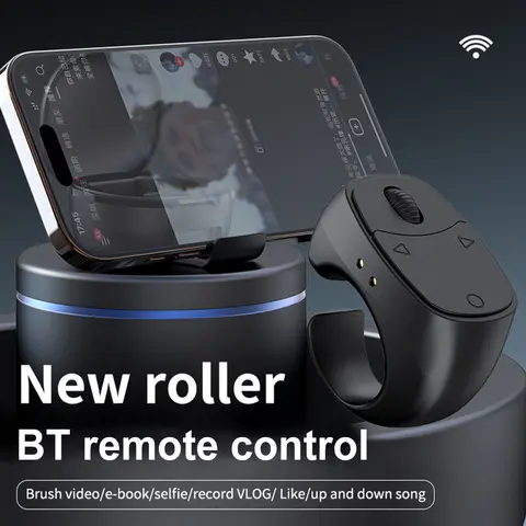 For Tiktok Fingertip Remote Control Wireless Bluetooth Scrolling Ring Multi-Function Selfie Button Page Turner for iOS Android