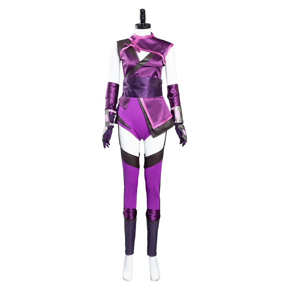 Mileena Cosplay Women Fantasia Purple Suit Game Mortal Kombat 11 Costume Female Fantasy Mask Top Pants Halloween Carnival Prop