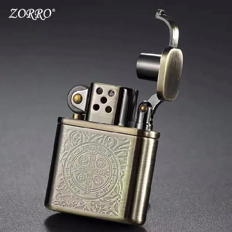 ZORRO Vintage Metal Constantine Kerosene Lighter Flint Copper Oil Gasoline Cigarette Lighter Antique Series Lighter