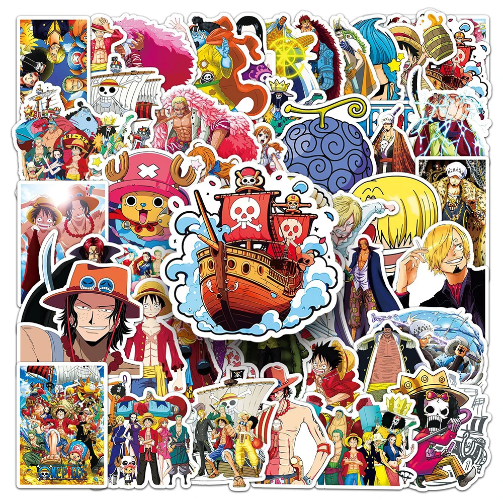 10/30/50 buah Anime satu potong stiker keren kartun Luffy DIY Skateboard Laptop kulkas mobil tahan air stiker menyenangkan untuk mainan anak