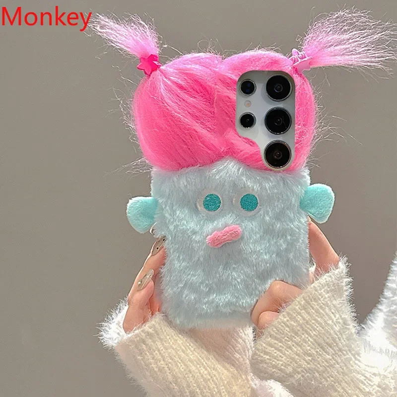 Funda de teléfono bonita y esponjosa con dibujos 3D para Google Pixel 9A 8A 7A 6A 9 Pro XL 8 5G 7 6, funda de silicona suave de Color cálido para invierno, regalo