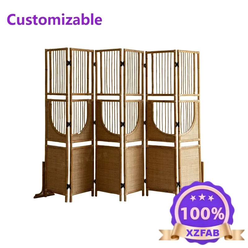 Factory Direct 2026 South East Asia Rattan Art\ Wabi Sansi Wind Rattan Screen Foldable Room Partition Hotel