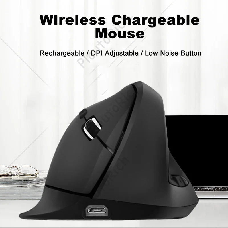 Wireless Vertical Mouse Rechargeable Low Noise Button Ergonomics Design 2.4G And Dual-mode Choice Office Use Computer Work Mause