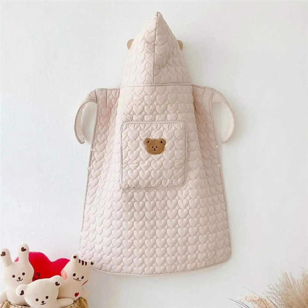 Cartoon Bear Baby Stroller Blanket Thicken Windproof Infant Hooded Cloak Adjustable Waist Warm Newborn Swaddle Wrap Outdoors