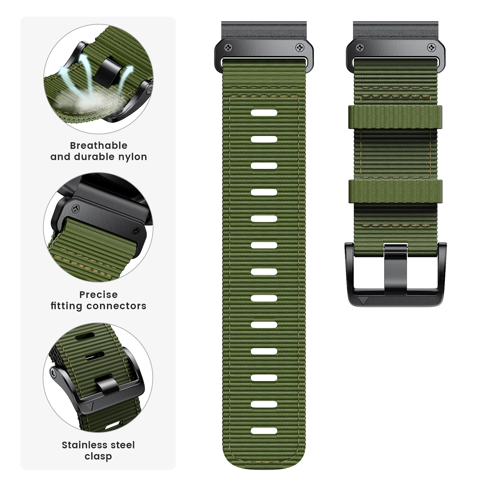 22mm Nylon Quick Release Strap Wristband For Garmin Fenix5/5Plus/6/6Pro/7/Instinct Easy Fit Watch Band Replaceable Bracelet