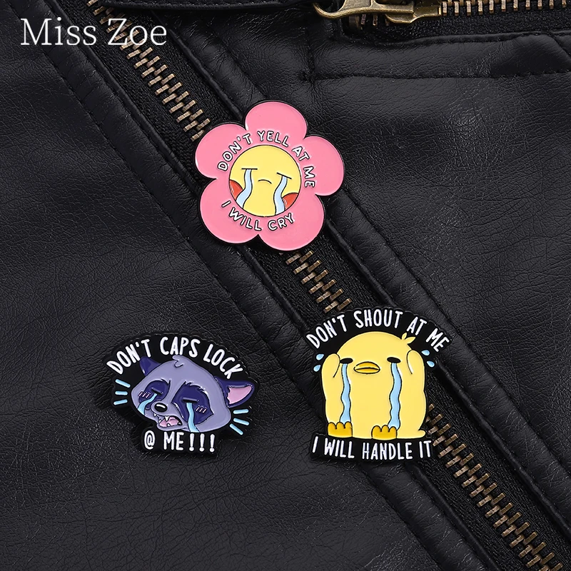 

Cute Crying Animal Flower Little Yellow Duck Enamel Pins Don'T Caps Lock Me Brooches Backpack Lapel Badges Jewelry Gift For Kid